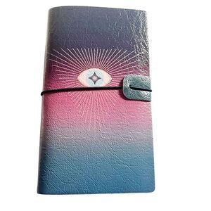 Eye Pink, Blue & Purple Color Faux Leather Reusable Travelers Notebook 8x4.5”